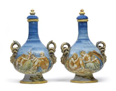 1 Paar Pilgerflaschen mit Deckeln, - Saisonabschluß-Auktion Bilder Varia, Antiquitäten, Möbel, Teppiche und Design