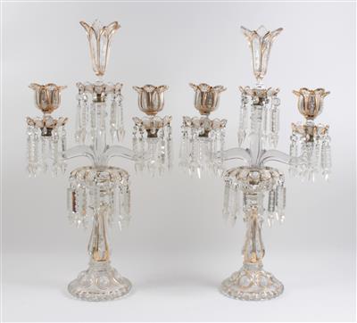 Paar dreiflammige Kerzenleuchter, - Saisonabschluß-Auktion Bilder Varia, Antiquitäten, Möbel, Teppiche und Design