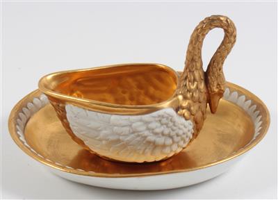 Schwanentasse mit Untertasse, - Antiquariato e Dipinti