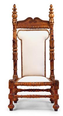 Ungewöhnlicher provinzieller Sessel, - Saisonabschluß-Auktion Bilder Varia, Antiquitäten, Möbel, Teppiche und Design