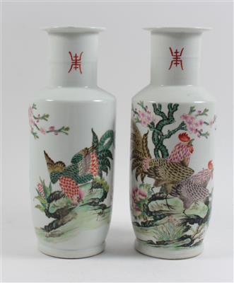 1 Paar Famille rose Vasen, - Letní aukce