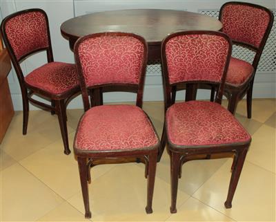 Vier Stühle und ovaler Tisch, - Sommerauktion - Bilder Varia, Antiquitäten, Möbel/ Design