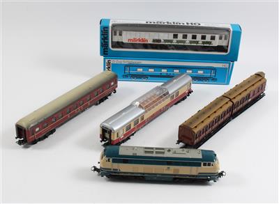 Märklin H0 3074 Diesel Lok BR 216, beige-blau, und 5 Stk. Waggons: - Sommerauktion - Bilder Varia, Antiquitäten, Möbel/ Design