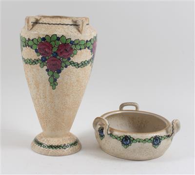 Jugendstil-Vase und Schale, - Asta estiva