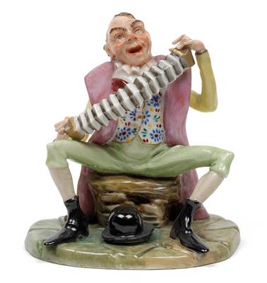 Buckliger Bettler spielt auf dem Bandoneon und singt, - Saisoneröffnungs-Auktion Antiquitäten, Bilder, Design
