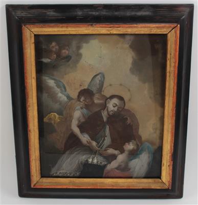 Hinterglasbild, Hl. Ignatius, - Antiquariato e Dipinti