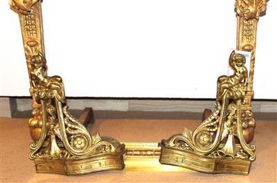 Paar Kaminböcke mit ergänzter Mittelschiene, - Saisoneröffnungs-Auktion Antiquitäten, Bilder, Design