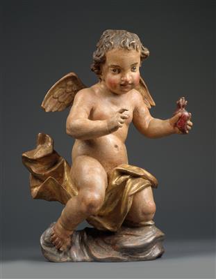 Baroque angel with flaming heart, - Oggetti d'arte (mobili, sculture, Vetri e porcellane)