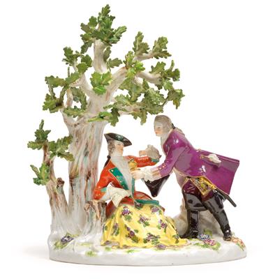 A figural group with elegant couple and tree, - Oggetti d'arte (mobili, sculture, Vetri e porcellane)