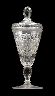 A goblet with cover with crowned combined coat-of-arms, - Starožitnosti (Nábytek, Sochařská díla, Sklo, Porcelán)