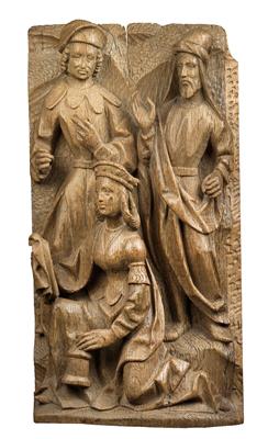 Group of figures, probably Saint Mary Magdalene at the washing of feet, - Works of Art (Furniture, Sculpture, Glass and porcelain)