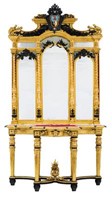 Large Historicist sideboard with mirror, - Works of Art (Furniture, Sculpture, Glass and porcelain)