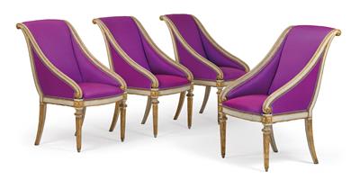 Outstanding set of four Neo-Classical fauteuils, - Works of Art (Furniture, Sculpture, Glass and porcelain)