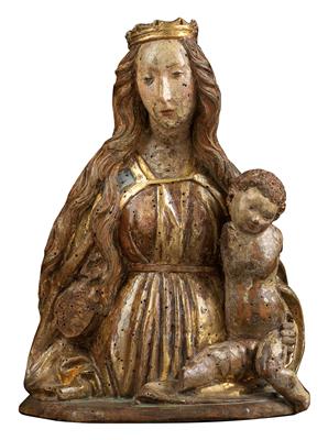 Kleine spätgotische Madonna mit Kind, - Antiquitäten (Möbel, Skulpturen, Glas und Porzellan)