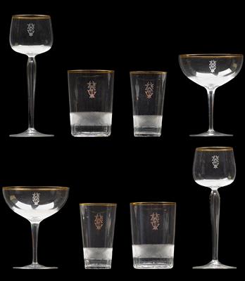 Lobmeyr drinking glasses with ligated monogram, - Oggetti d'arte (mobili, sculture, Vetri e porcellane)