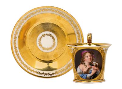Lorenz Herr Tasse mit Untertasse, - Antiquitäten (Möbel, Skulpturen, Glas und Porzellan)