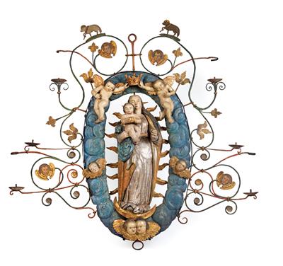 Madonna mit Kind in Wolkenkranz, - Antiquitäten (Möbel, Skulpturen, Glas und Porzellan)