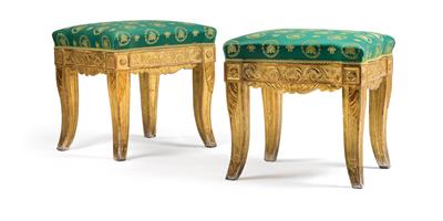 Paar italienischer Hocker, - Antiquitäten (Möbel, Skulpturen, Glas und Porzellan)