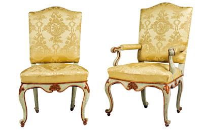 Pair of Venetian armchairs, - Starožitnosti (Nábytek, Sochařská díla, Sklo, Porcelán)