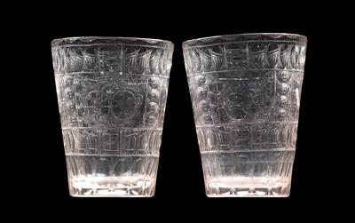 A pair of beakers with combined coat-of-arms Uiberacker, - Starožitnosti (Nábytek, Sochařská díla, Sklo, Porcelán)