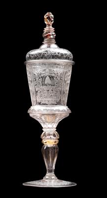 A goblet with the saying "A ucun temps ne le change", - Works of Art (Furniture, Sculpture, Glass and porcelain)