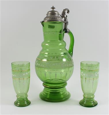 Krug und 2 Gläser, - Saisoneröffnungs-Auktion Antiquitäten & Bilder & Möbel und Design