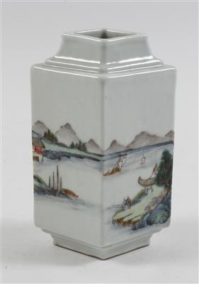 Rautenförmige Famille rose Vase - Saisoneröffnungs-Auktion Antiquitäten & Bilder & Möbel und Design