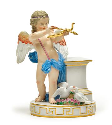 ‘Je les enflamme’ Cupid takes aim with his bow and arrow, - Works of Art (Furniture, Sculptures, Glass, Porcelain)
