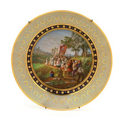 ‘Les Rogations’ plate, - Works of Art (Furniture, Sculptures, Glass, Porcelain)