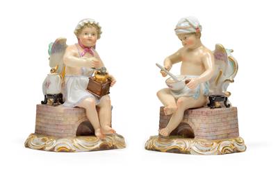 An amorette as a cook’s wife and Cupid as a cook, - Oggetti d'arte (mobili, sculture, vetri e porcellane)