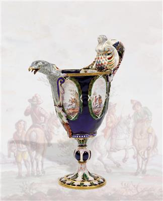 Enamelled ornamental ewer, - Works of Art (Furniture, Sculptures, Glass, Porcelain)