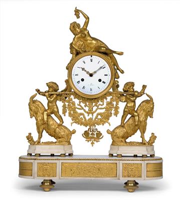 Large Louis XVI ormolu mantle clock "A la Bacchante" - Works of Art (Furniture, Sculptures, Glass, Porcelain)