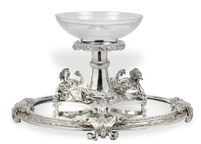 Large mirror tray with centrepiece, - Oggetti d'arte (mobili, sculture, vetri e porcellane)