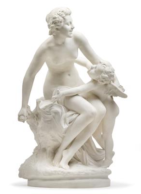 A young Bacchante with Cupid, - Works of Art (Furniture, Sculptures, Glass, Porcelain)