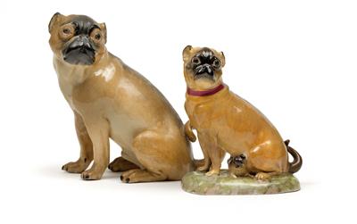 Male and female pug dog with their young, - Oggetti d'arte (mobili, sculture, vetri e porcellane)