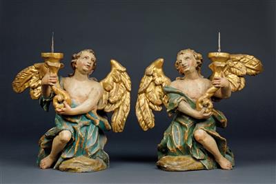 Pair of baroque angel candelabra, - Oggetti d'arte (mobili, sculture, vetri e porcellane)