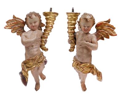 Pair of Biedermeier angel candelabra, - Works of Art (Furniture, Sculptures, Glass, Porcelain)