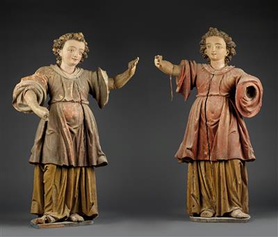 Pair of large Renaissance angels, - Works of Art (Furniture, Sculptures, Glass, Porcelain)