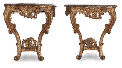 Pair of console tables, - Oggetti d'arte (mobili, sculture, vetri e porcellane)