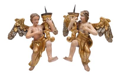 Pair of angel candelabra, - Oggetti d'arte (mobili, sculture, vetri e porcellane)