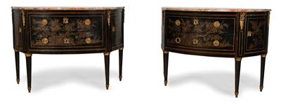 Rare pair of French lacquer chests of drawers, - Works of Art (Furniture, Sculptures, Glass, Porcelain)