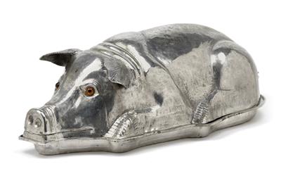 Dinner cloche in the form of a pig, - Works of Art (Furniture, Sculptures, Glass, Porcelain)