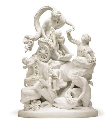 Venus seated in her shell chariot, - Works of Art (Furniture, Sculptures, Glass, Porcelain)