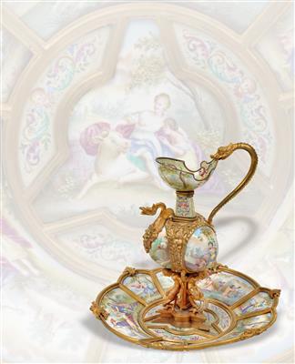 Viennese Historicism ewer with stand, - Works of Art (Furniture, Sculptures, Glass, Porcelain)