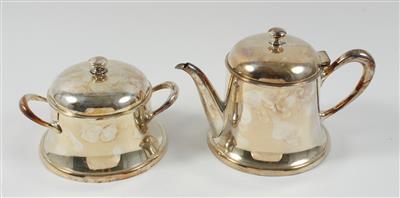 1 Teekanne, 1 Zuckerdose mit Deckel, - Saisonabschluß-Auktion Bilder, Möbel und Antiquitäten