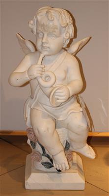 Gartenfigur "Putto mit Horn", - Antiques and Paintings