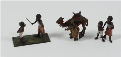 Beduine mit Kamel, 2 schwarzafrikanische Kinder, schwarzafrikanische Mutter mit Knabe - Antiques and Paintings