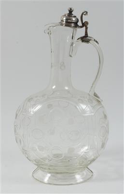 Glas Karaffe mit Silbermontierung, - Saisoneröffnungs-Auktion Antiquitäten & Bilder