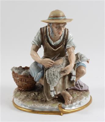 Mann ein Schaf scherend, - Saisoneröffnungs-Auktion Antiquitäten & Bilder