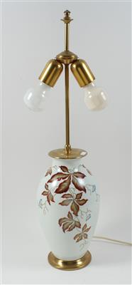 Tischlampe mit Metallmontierung für 2 Glühbirnen, - Saisoneröffnungs-Auktion Antiquitäten & Bilder